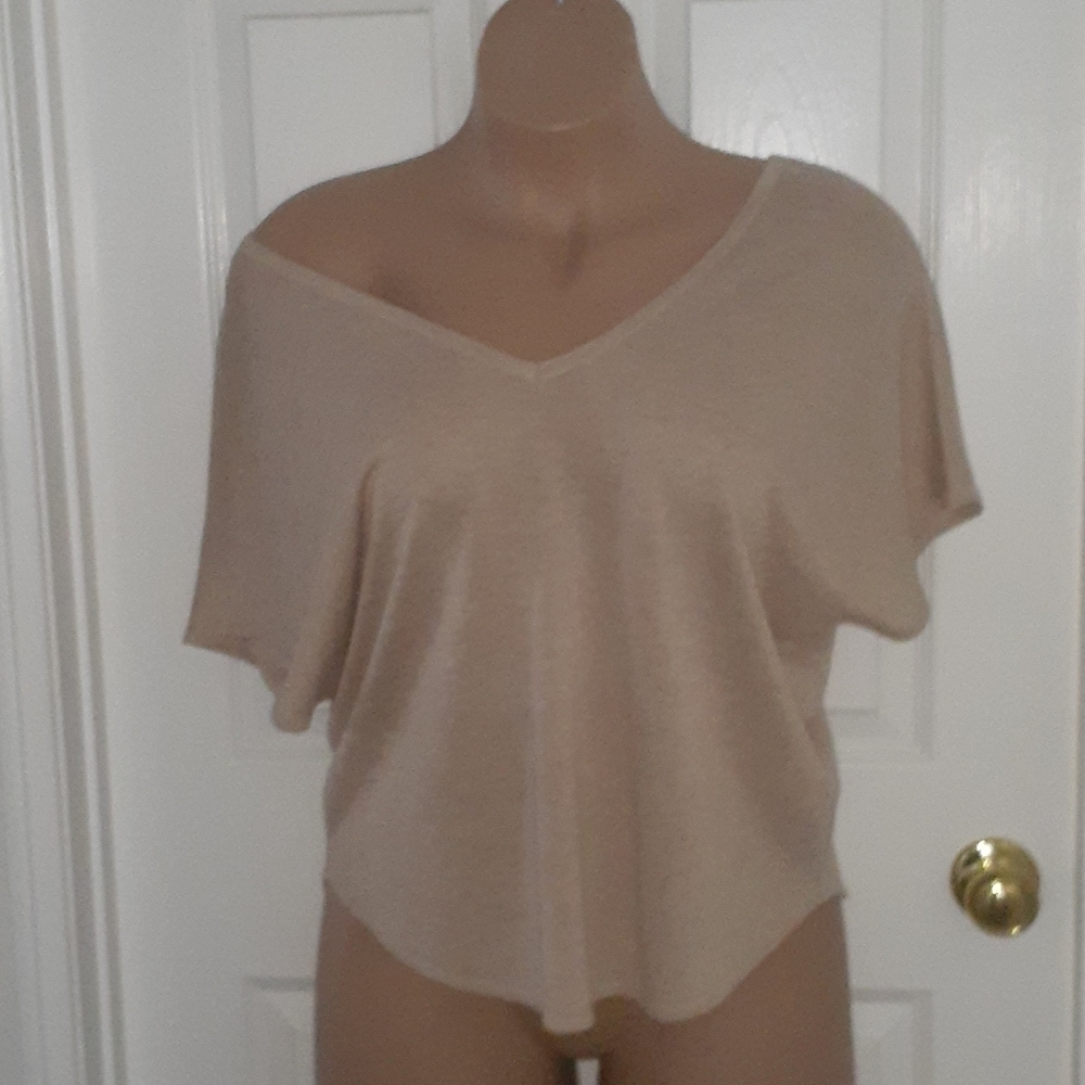 Cremieux Gold Fall-Off Shoulder Sweater